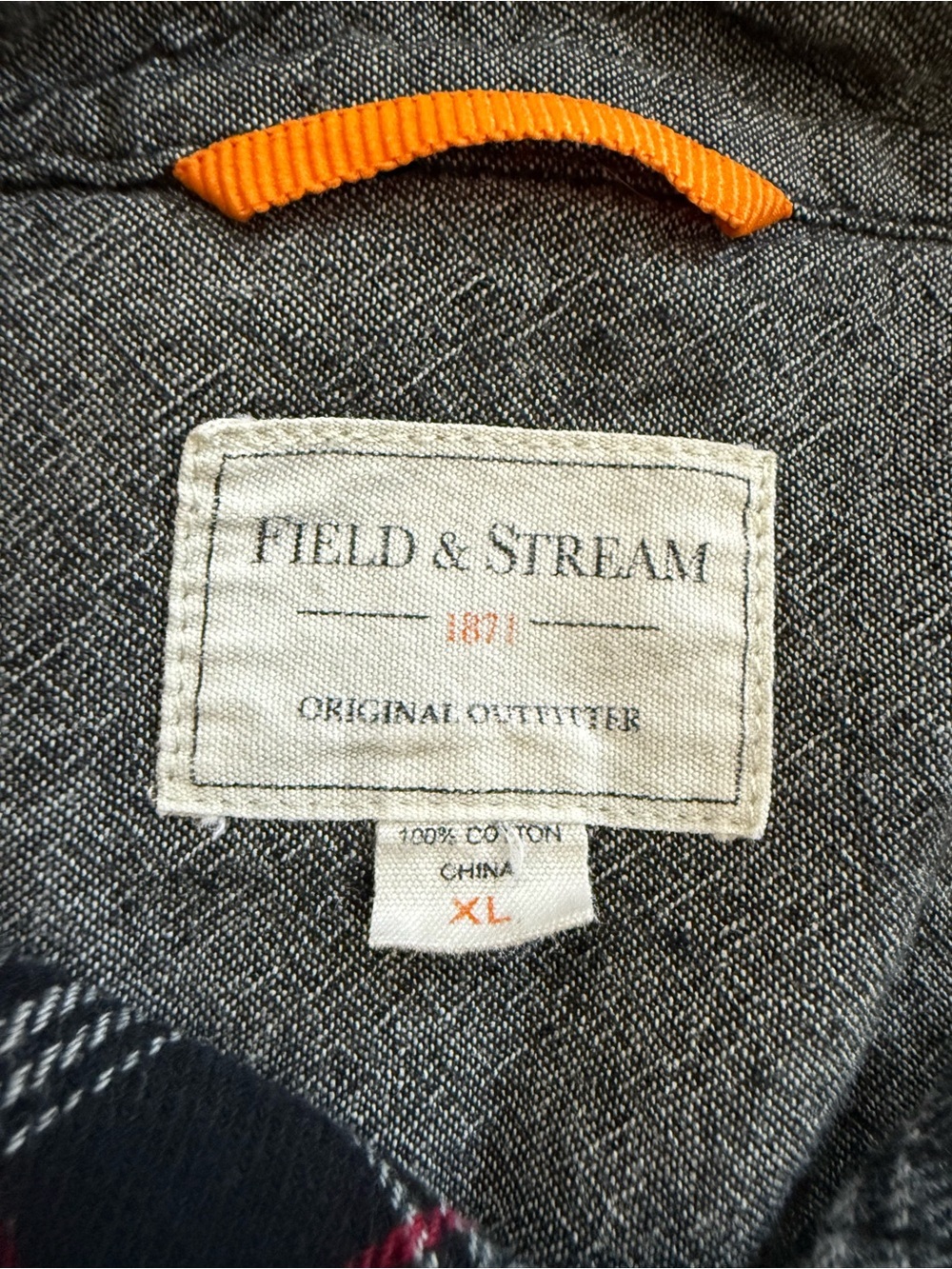 Field & Stream Gray and Black Plaid Button-Down Shirt with Red Accents - Picture 5 of 12